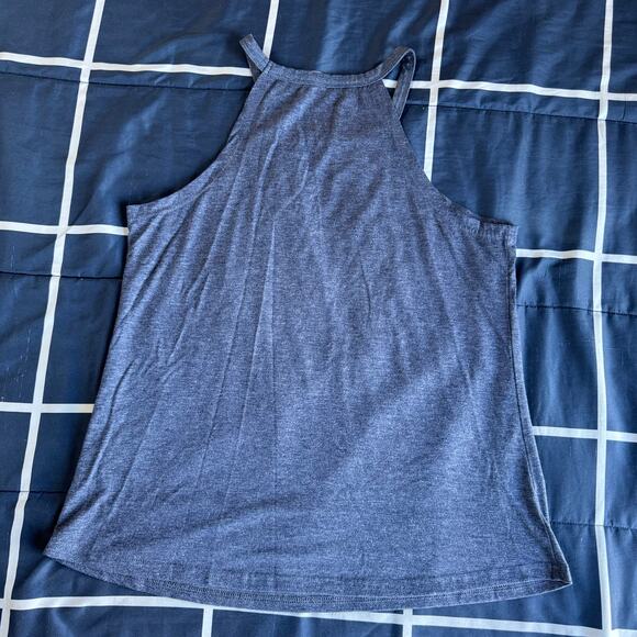 Heather Navy Racerback Tank Top Lightweight Knit Size L - Picture 2 of 6